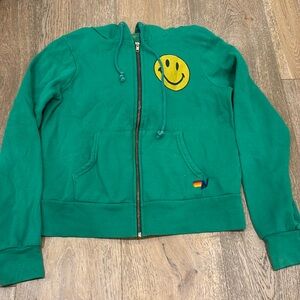Green aviator nation zip up with face size extra small
